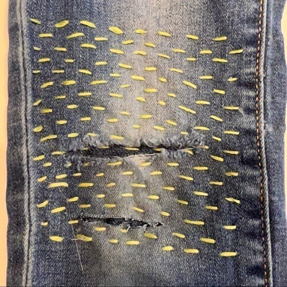 𝅺one of a kind Old Navy Rockstar Sashiko Jeans custom - Picture 6 of 16